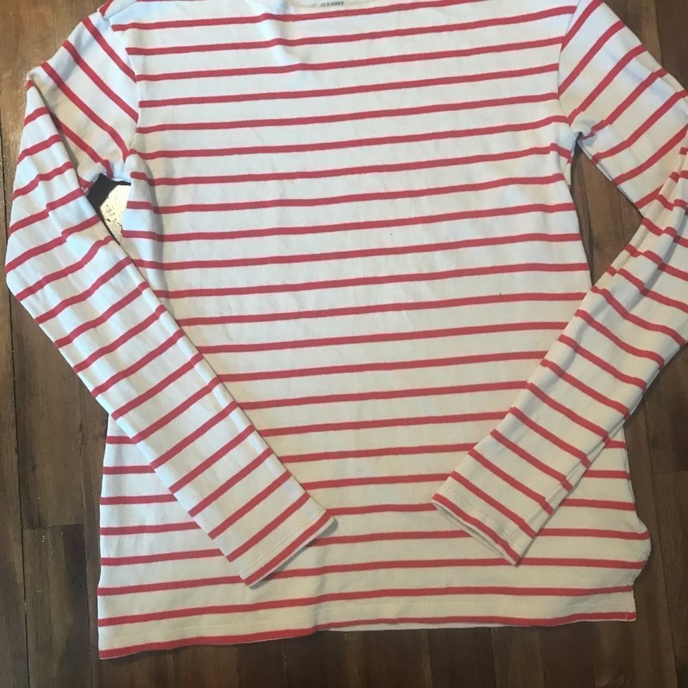 Coral and cream striped shirt from Old Navy XS